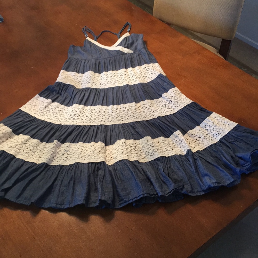 Girls Ruffled Denim Dress